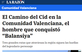 Reportaje del Camino del Cid en la edición valenciana del periódico La Razón