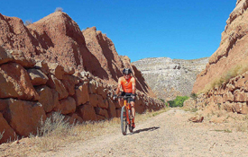 El ciclista Timo Rokitta en el Camino del Cid