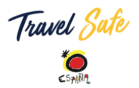 Logo de la campaña de Turespaña "Travel Safe, Travel Again"