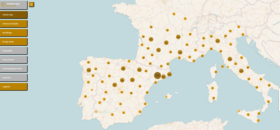 Visor cartográfico del proyecto Petrifying Wealth