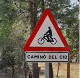 Señal de Tráfico de advertencia paso cicloturistas Camino del Cid