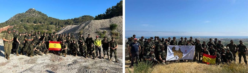 A la izquierda efectivos del Regimiento en el castillo de Palma de Gandia (Valencia). A la derecha en el castillo de Bairn