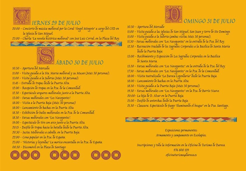 Programa de la Feria Medieval de Daroca 