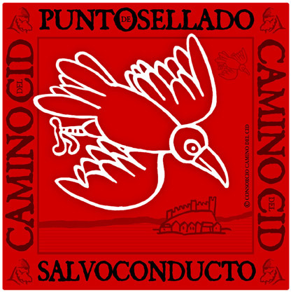 Azulejo identificativo de los puntos de sellado del Salvoconducto del Camino del Cid