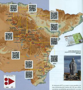 Mapa con las etapas recomendadas y sus correspondientes cdigos QR