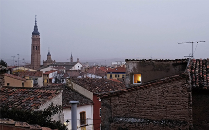 Calatayud al anochecer desde la Morera