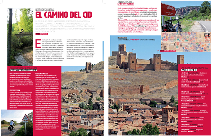 Reportaje de la revista Bicitravel dedicado al Camino del Cid