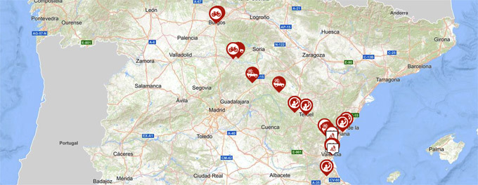 Visor Cartogrfico del Camino del Cid en el que aparecen georreferenciadas todas las empresas del Directorio Turstico