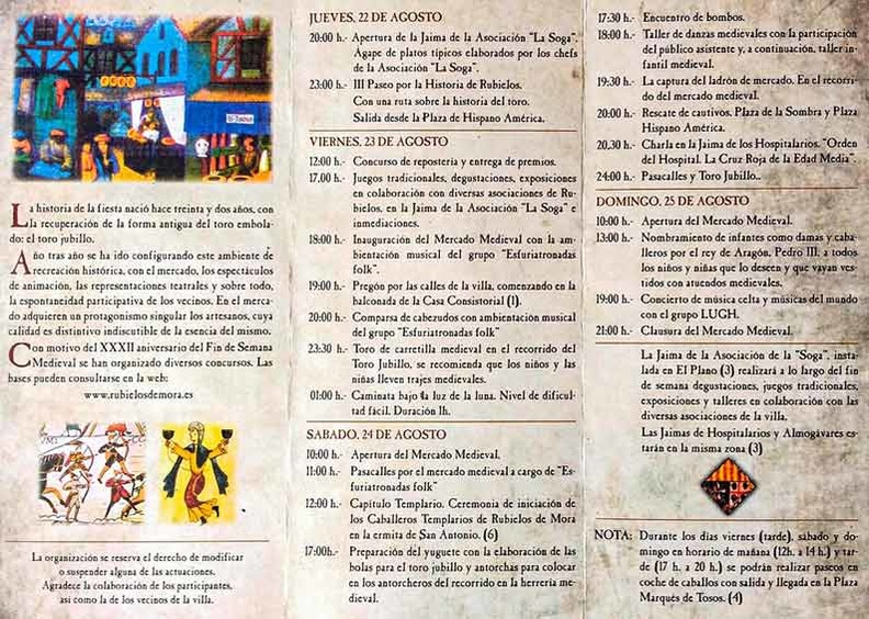 Programa de actos del Fin de Semana Medieval de Rubielos de Mora (Teruel)