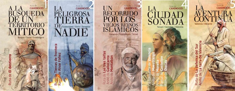 Portadas de los folletos del Camino del Cid