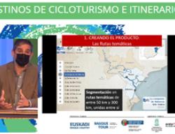 Un momento de la intervención de Alberto Luque en el I Foro de Cicloturismo de Euskadi