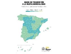 Mapa en el que aparecen reflejadas las fases de la desescalada. Fuente: Ministerio de Sanidad