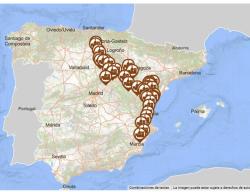 Mapa del Visor Cartográfico con los Conjuntos Históricos del Camino del Cid