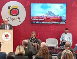 The President of Rutas Culturales de España, Juan Fernández, during his presentation at the Turespaña stand. 