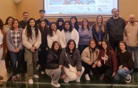 Grupo de alumnos del CIFP La Merced de Soria en el Monasterio de San Agustín de Burgos, sede del Consorcio Camino del Cid