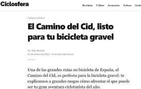 Ciclosfera sugiere la modalidad gravel del Camino del Cid