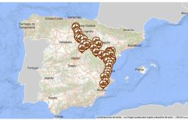 Mapa del Visor Cartográfico con los Conjuntos Históricos del Camino del Cid