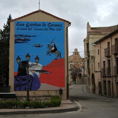 Mural alusivo al Cantar de mio Cid en San Esteban de Gormaz, Soria / ALC.