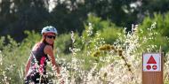 On MTB detours or specific stretches &#8211; a total of some 200 km &#8211; specific MTB signposting is used. The MTB signs comply with the international criteria adopted in Spain by IMBA, namely two circles and a red triangle / ALC.