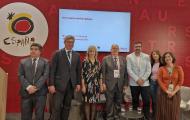 Miembros de la asociación Rutas Culturales de España en el Stand de Turespaña FITUR 2025